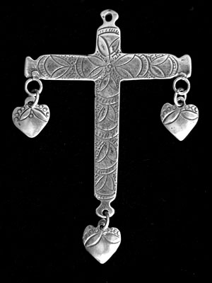 Cross with heart Dangles